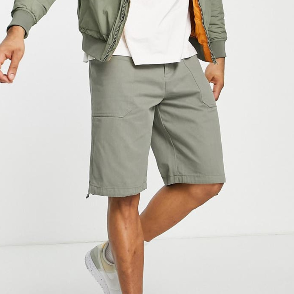 Topman Washed Cotton Cargo Shorts in Khaki-Green NWT Size 28